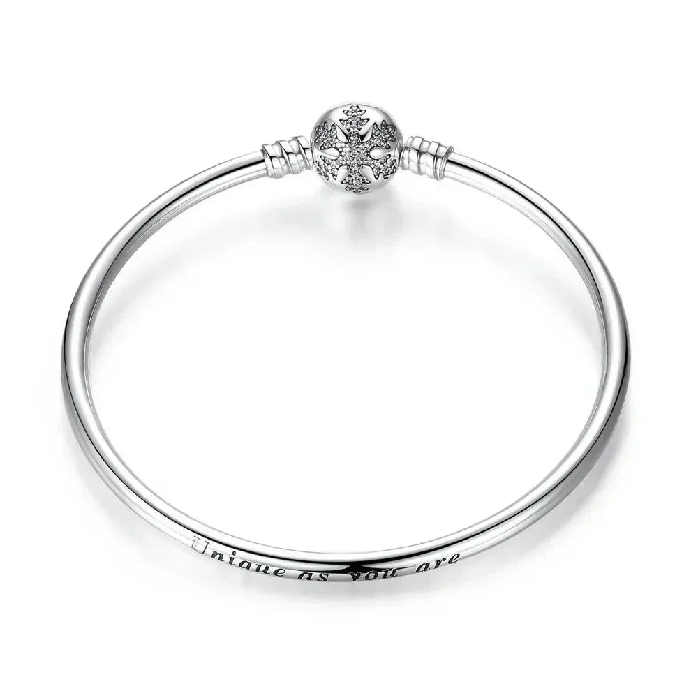Sterling Silver Snake Chain Bangle Bracelet with CZ Pavé - Velora Luxury Fashion