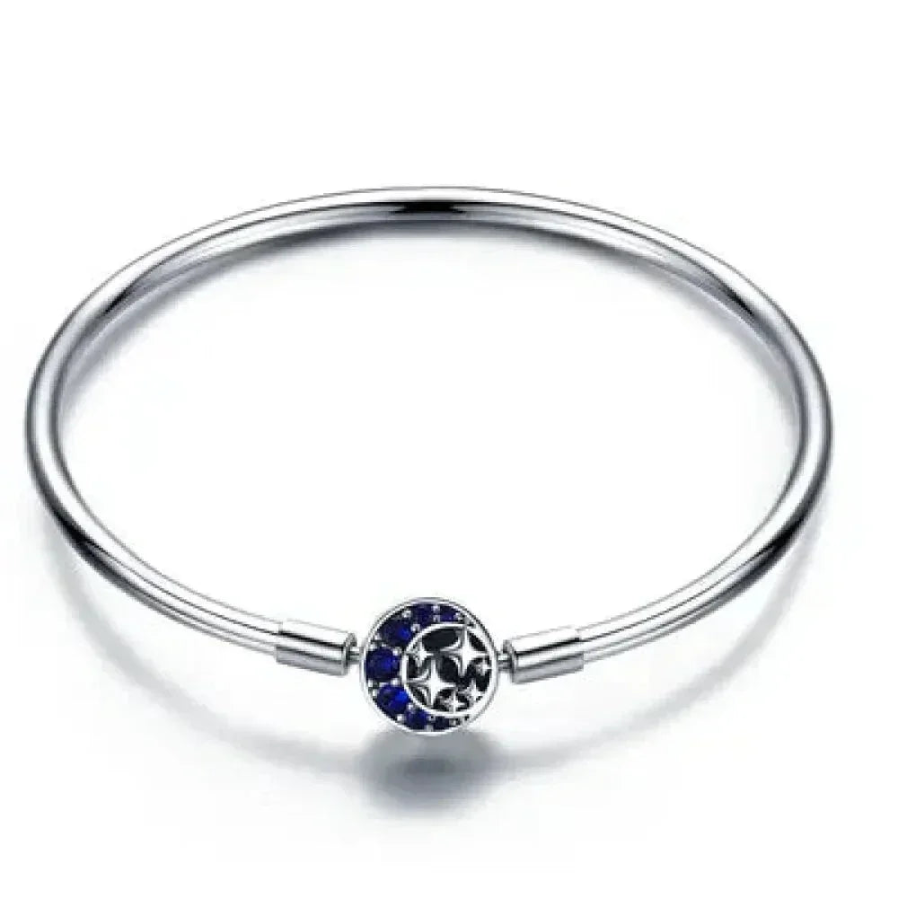 Sterling Silver Snake Chain Bangle Bracelet with CZ Pavé - Velora Luxury Fashion