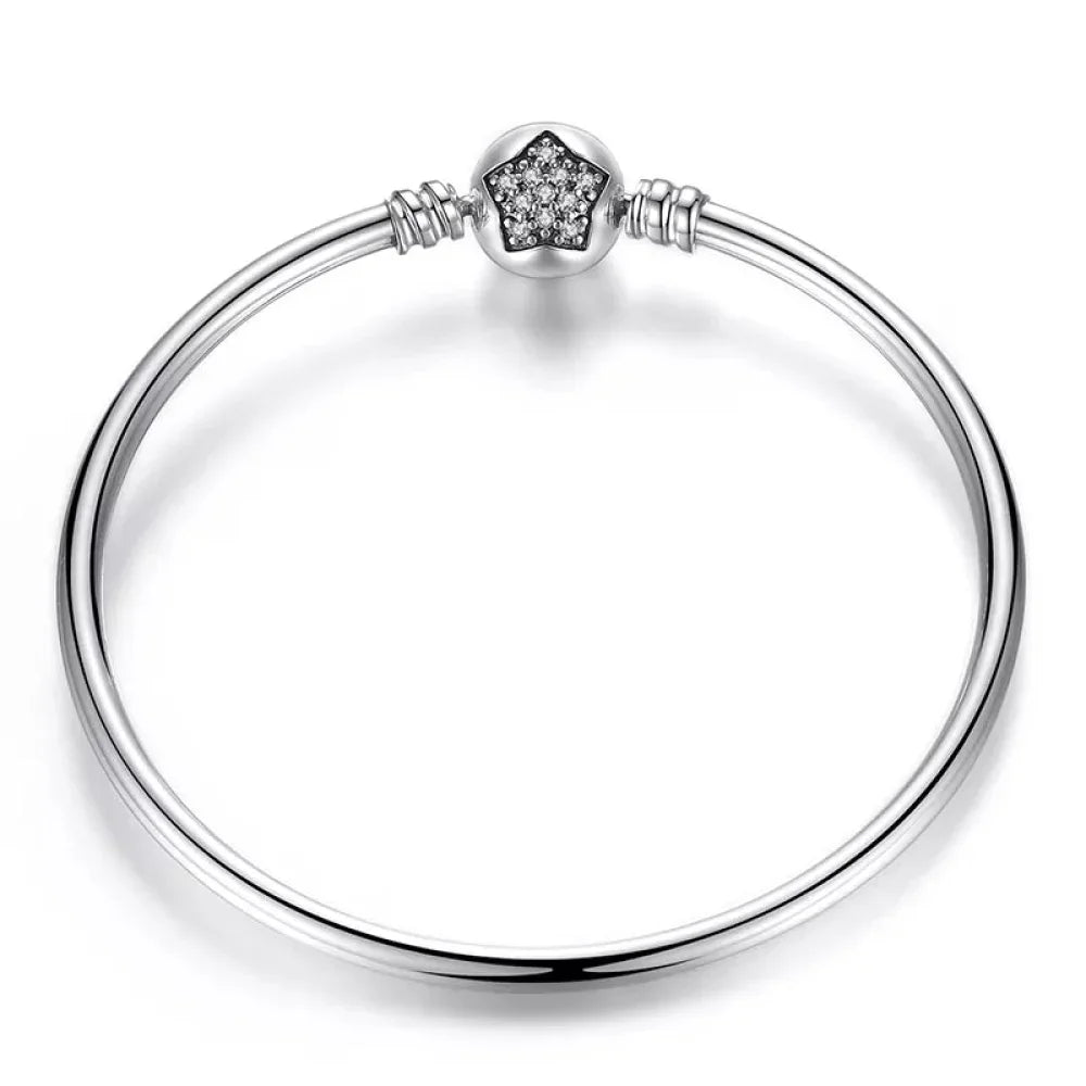Sterling Silver Snake Chain Bangle Bracelet with CZ Pavé - Velora Luxury Fashion