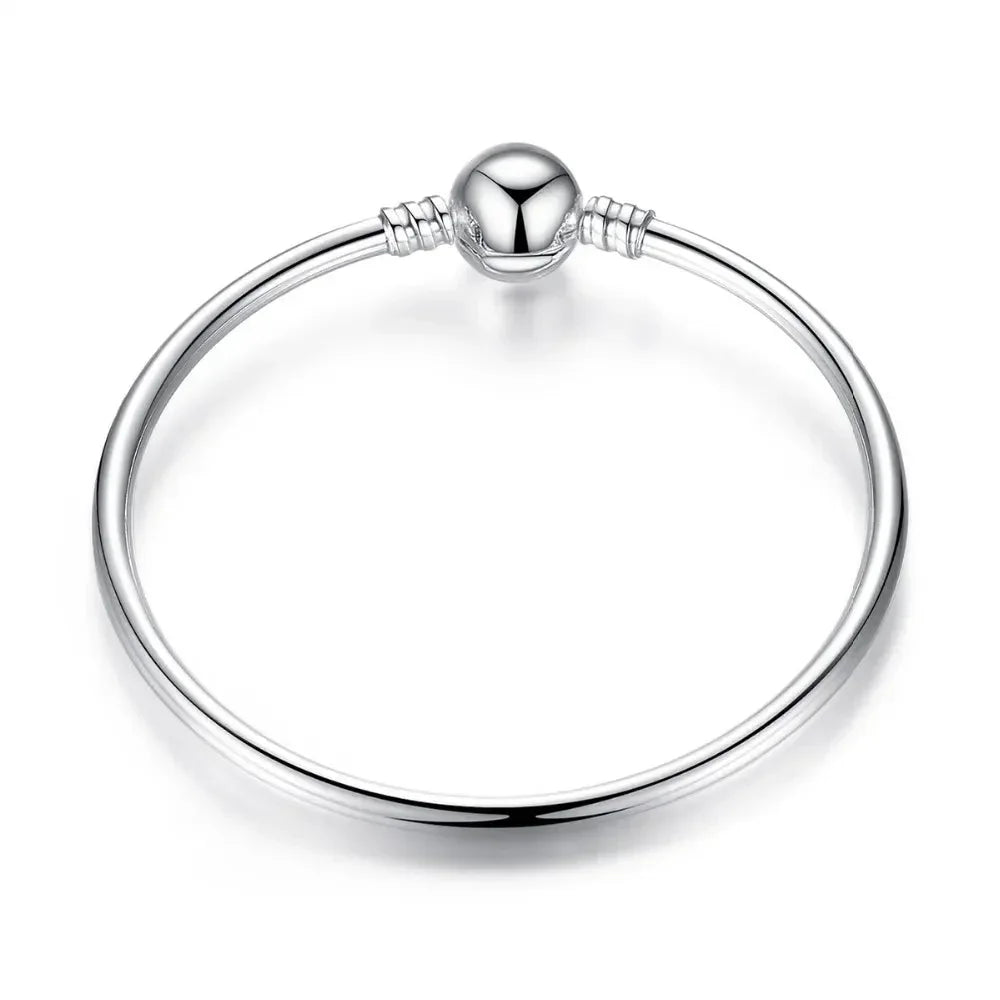 Sterling Silver Snake Chain Bangle Bracelet with CZ Pavé - Velora Luxury Fashion