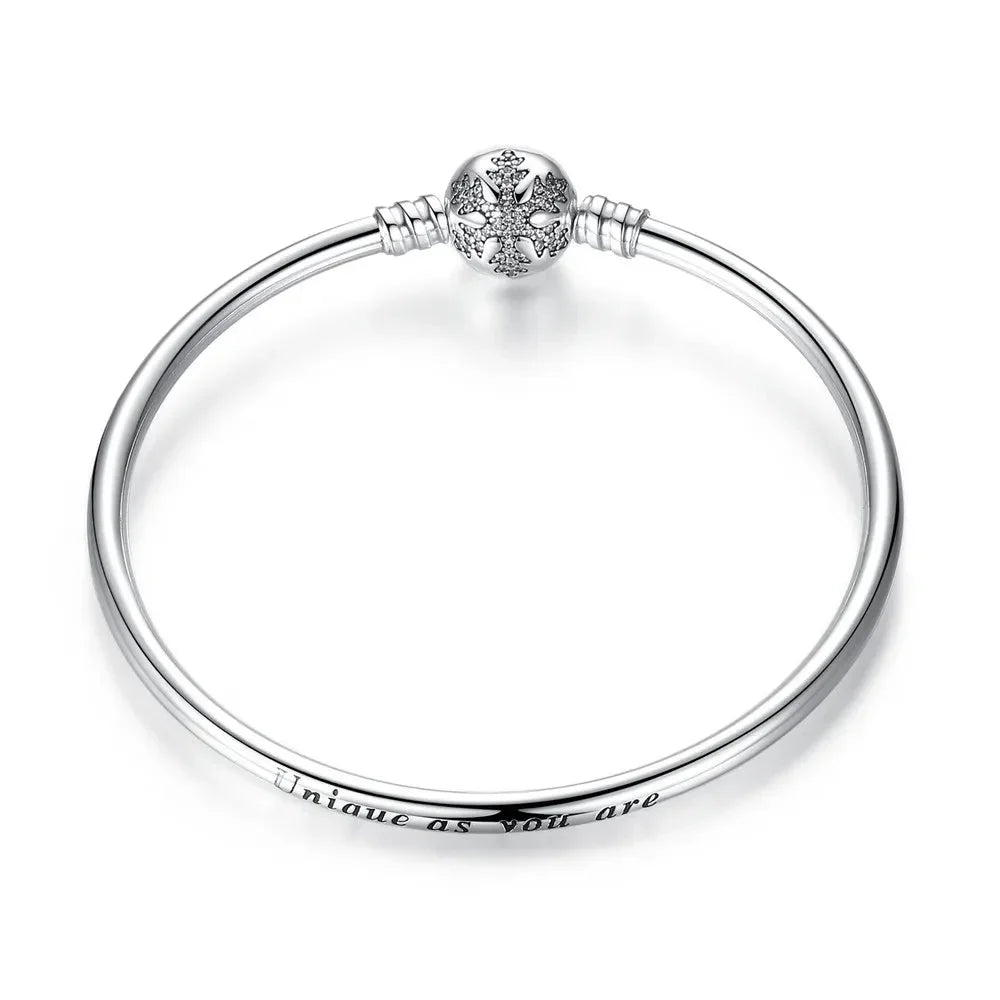 Sterling Silver Snake Chain Bangle Bracelet with CZ Pavé - Velora Luxury Fashion