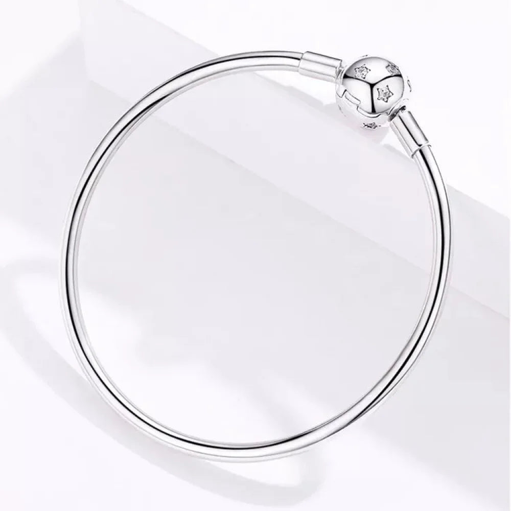 Sterling Silver Snake Chain Bangle Bracelet with CZ Pavé - Velora Luxury Fashion
