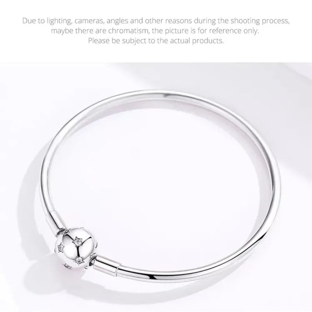 Sterling Silver Snake Chain Bangle Bracelet with CZ Pavé - Velora Luxury Fashion