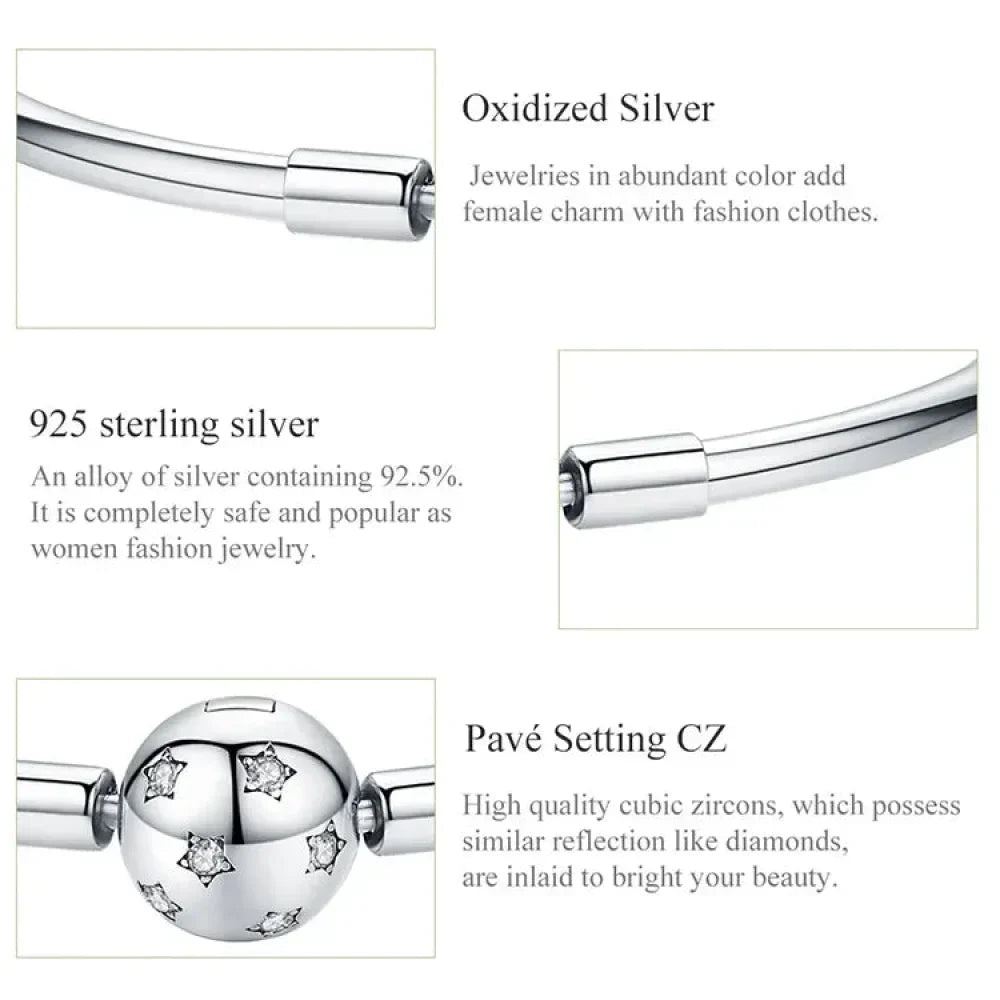 Sterling Silver Snake Chain Bangle Bracelet with CZ Pavé - Velora Luxury Fashion