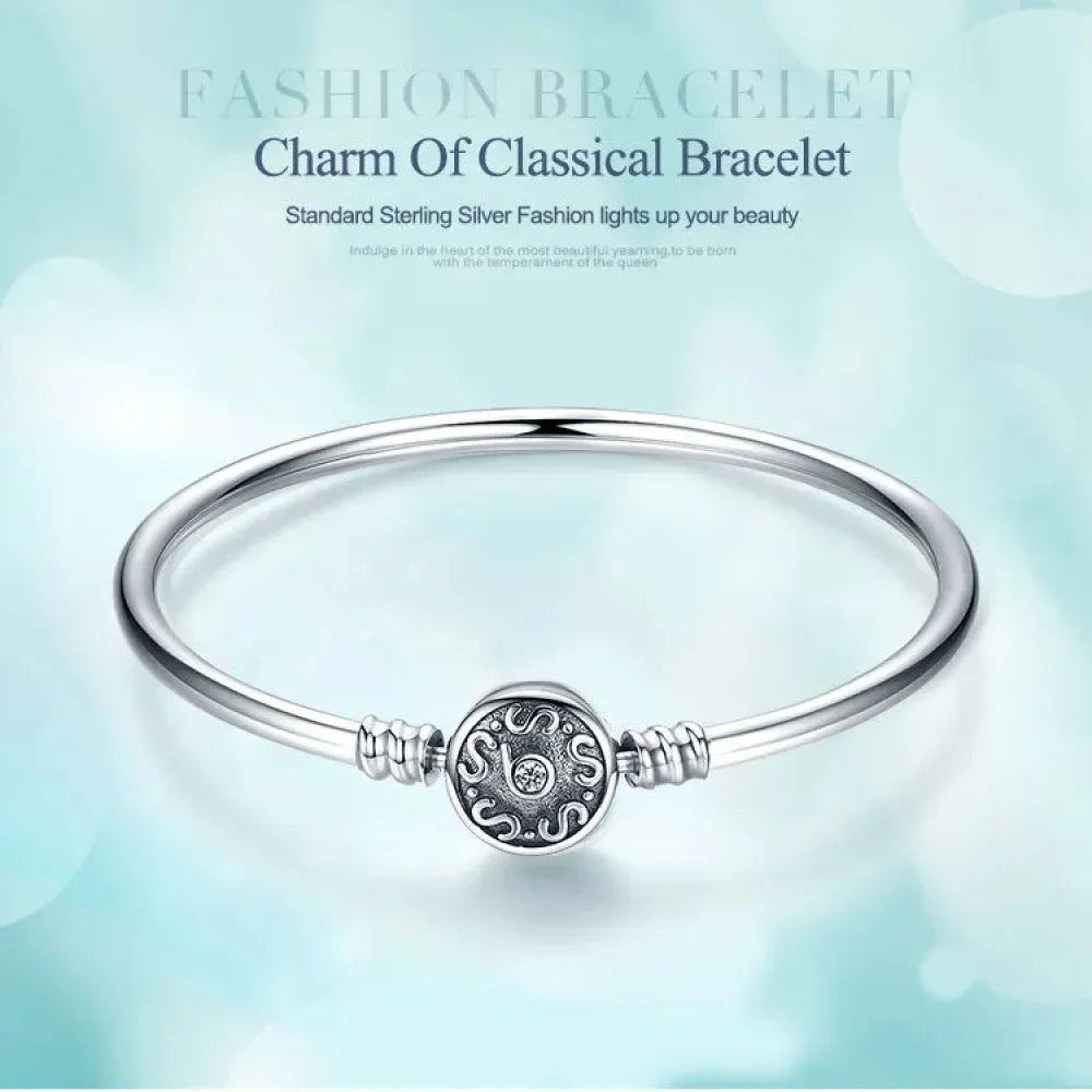 Sterling Silver Snake Chain Bangle Bracelet with CZ Pavé - Velora Luxury Fashion