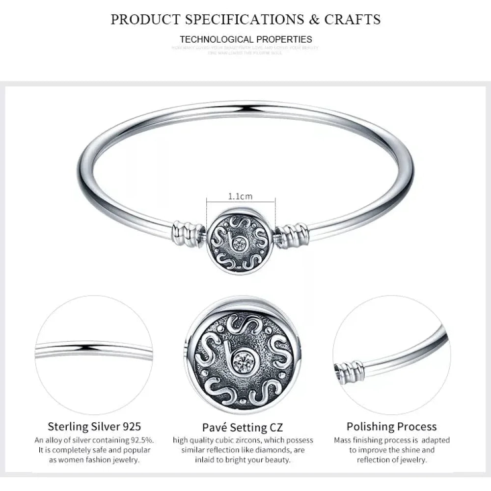 Sterling Silver Snake Chain Bangle Bracelet with CZ Pavé - Velora Luxury Fashion
