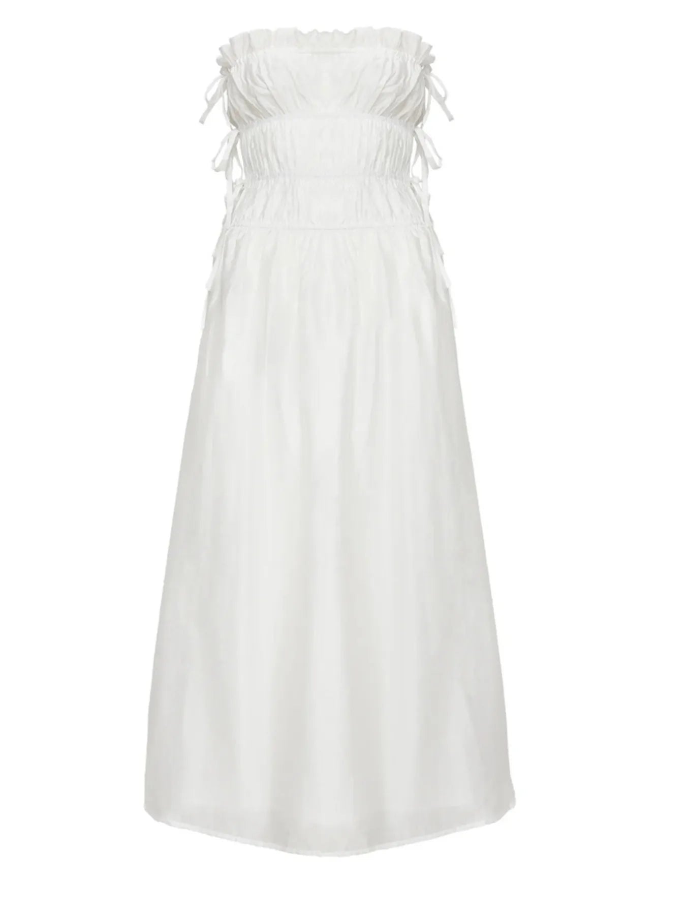 Strapless Smocked Mini Dress with Asymmetric Hem - Velora Luxury Fashion