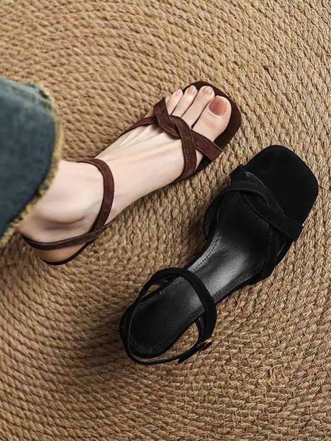 Strappy Low Heel Sandals - Velora Luxury Fashion