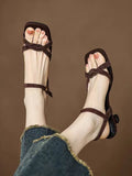 Strappy Low Heel Sandals - Velora Luxury Fashion