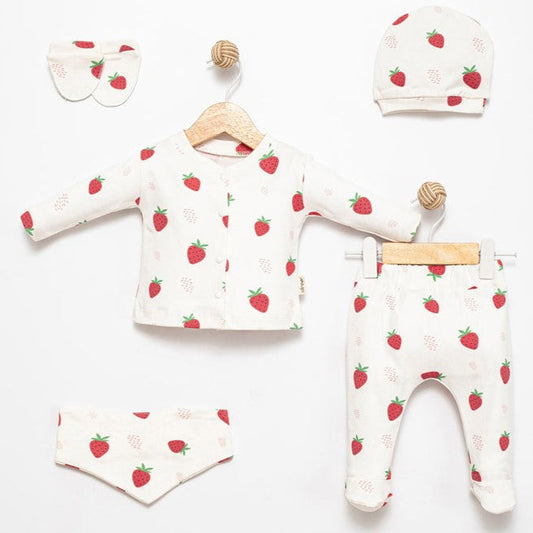 Strawberry Charm Newborn 5PC Set - Velora Luxury Fashion