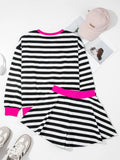 Stripe Contrast Ribbed Banding Long Sleeve Blouse and Loose Shorts Set - Velora Luxury Fashion