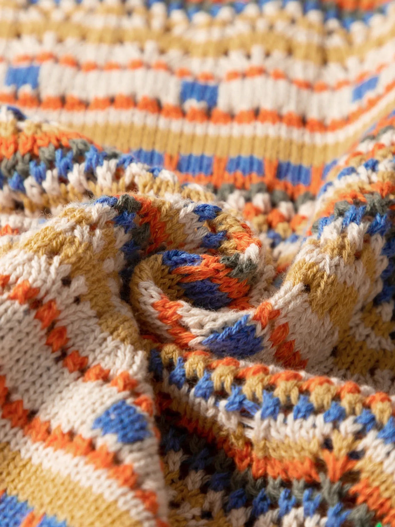 Stripe Eyelet Crochet Round Neck Sweater Vest - Velora Luxury Fashion