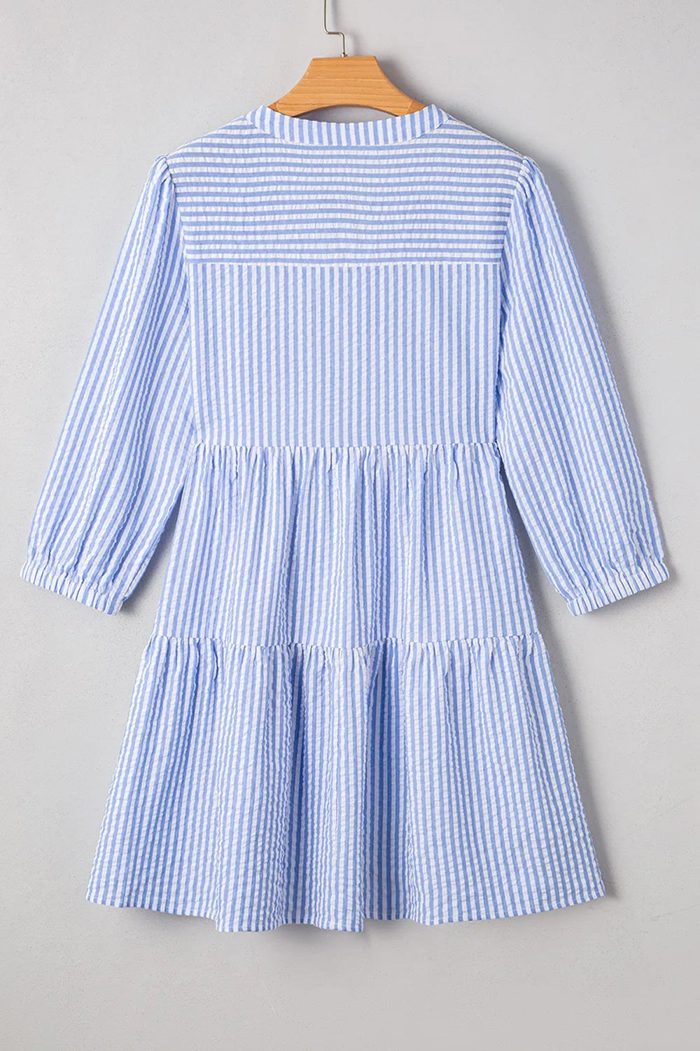 Stripe Tiered Shift Dress with Pockets - Velora Luxury Fashion