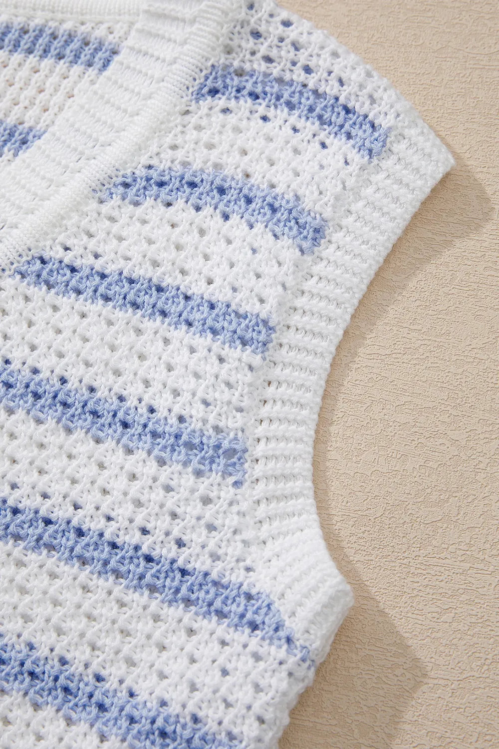 Stripe V Neck Gold Buttons Elegant Sweater Vest - Velora Luxury Fashion