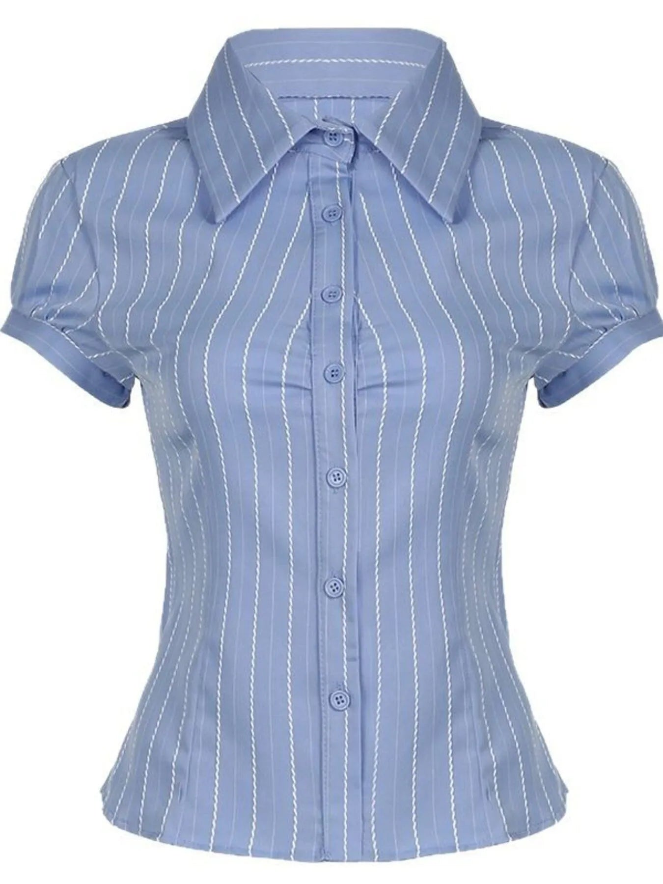 Striped Button-Down Collared Neck Shirt - Velora Luxury Fashion
