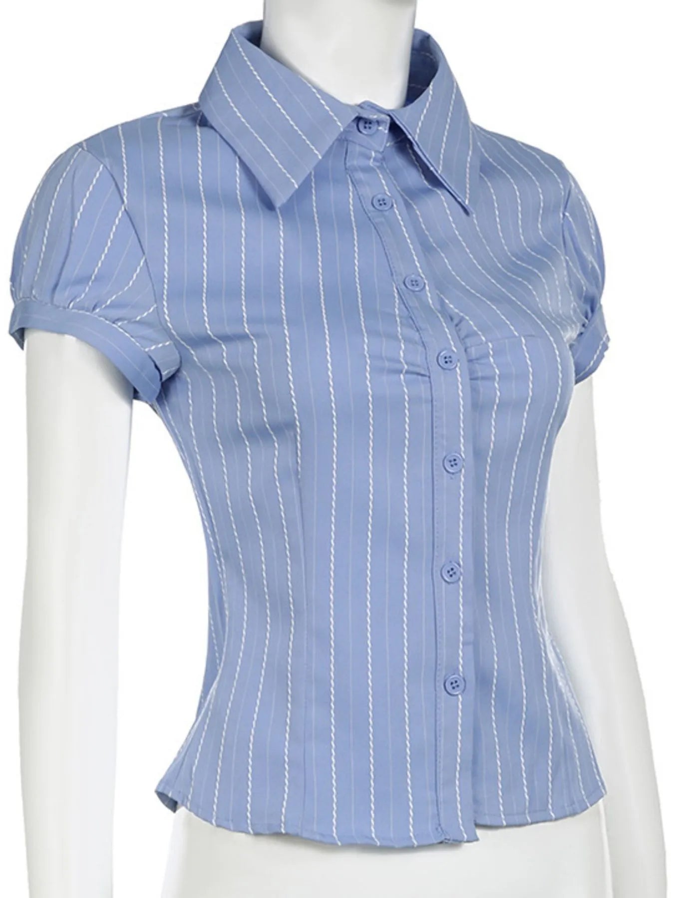 Striped Button-Down Collared Neck Shirt - Velora Luxury Fashion