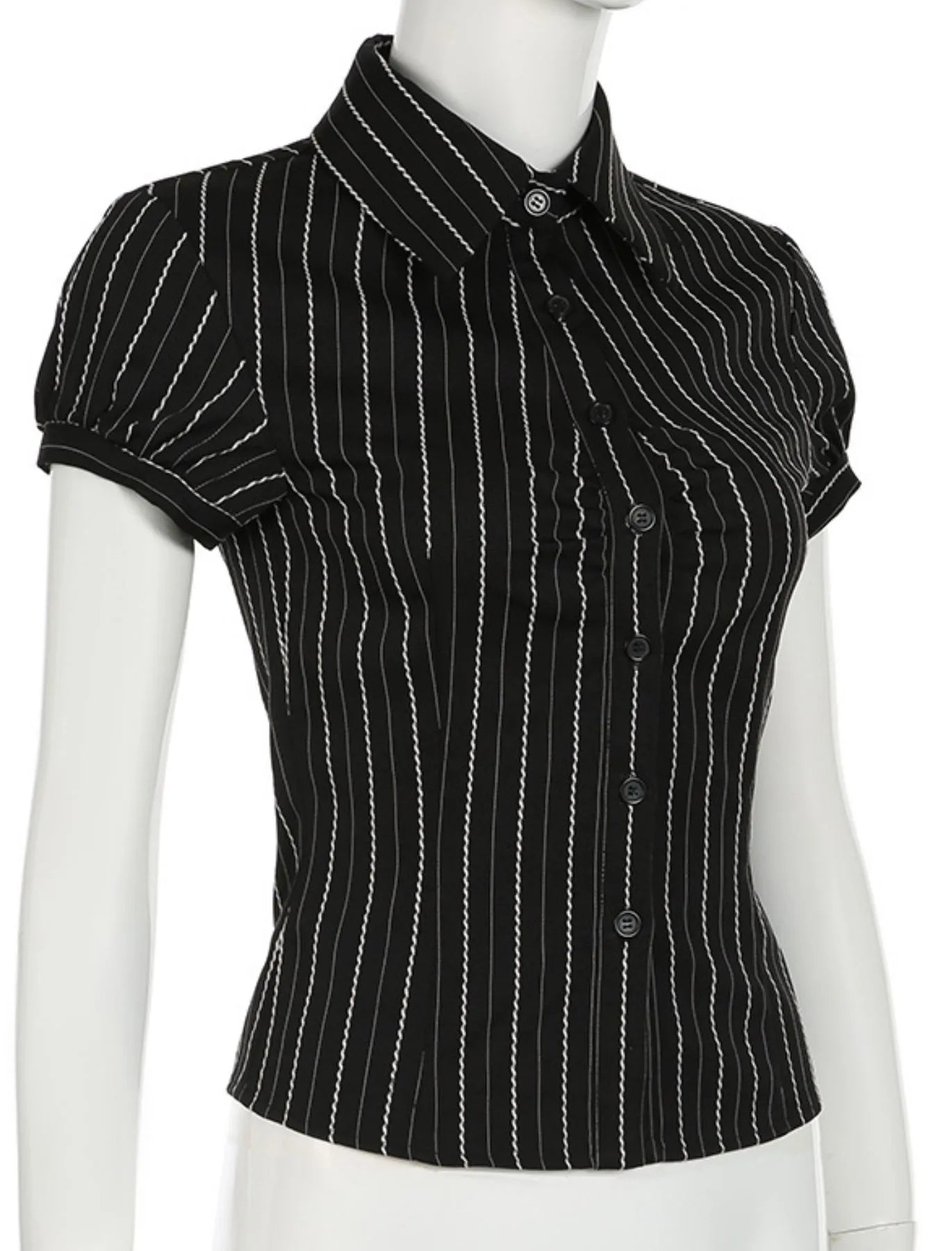 Striped Button-Down Collared Neck Shirt - Velora Luxury Fashion