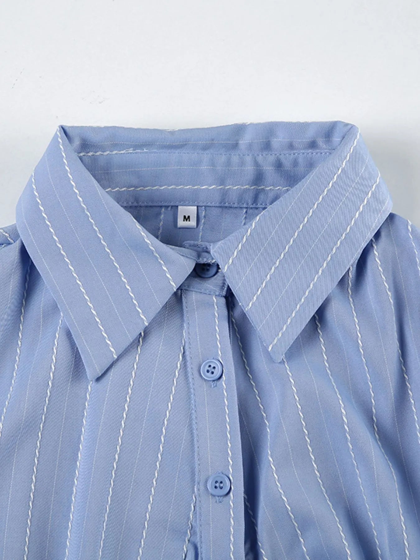 Striped Button-Down Collared Neck Shirt - Velora Luxury Fashion