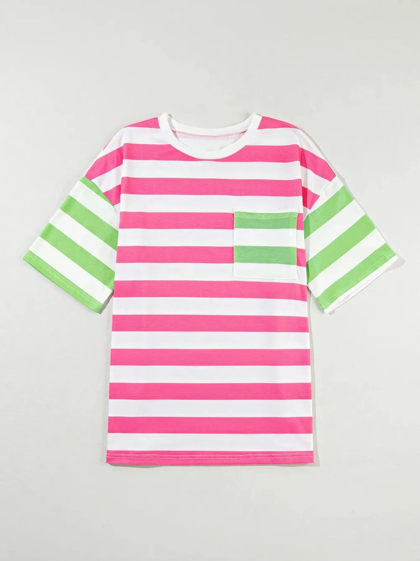 Striped Oversized Short Sleeve T-Shirt - Velora Luxury Fashion
