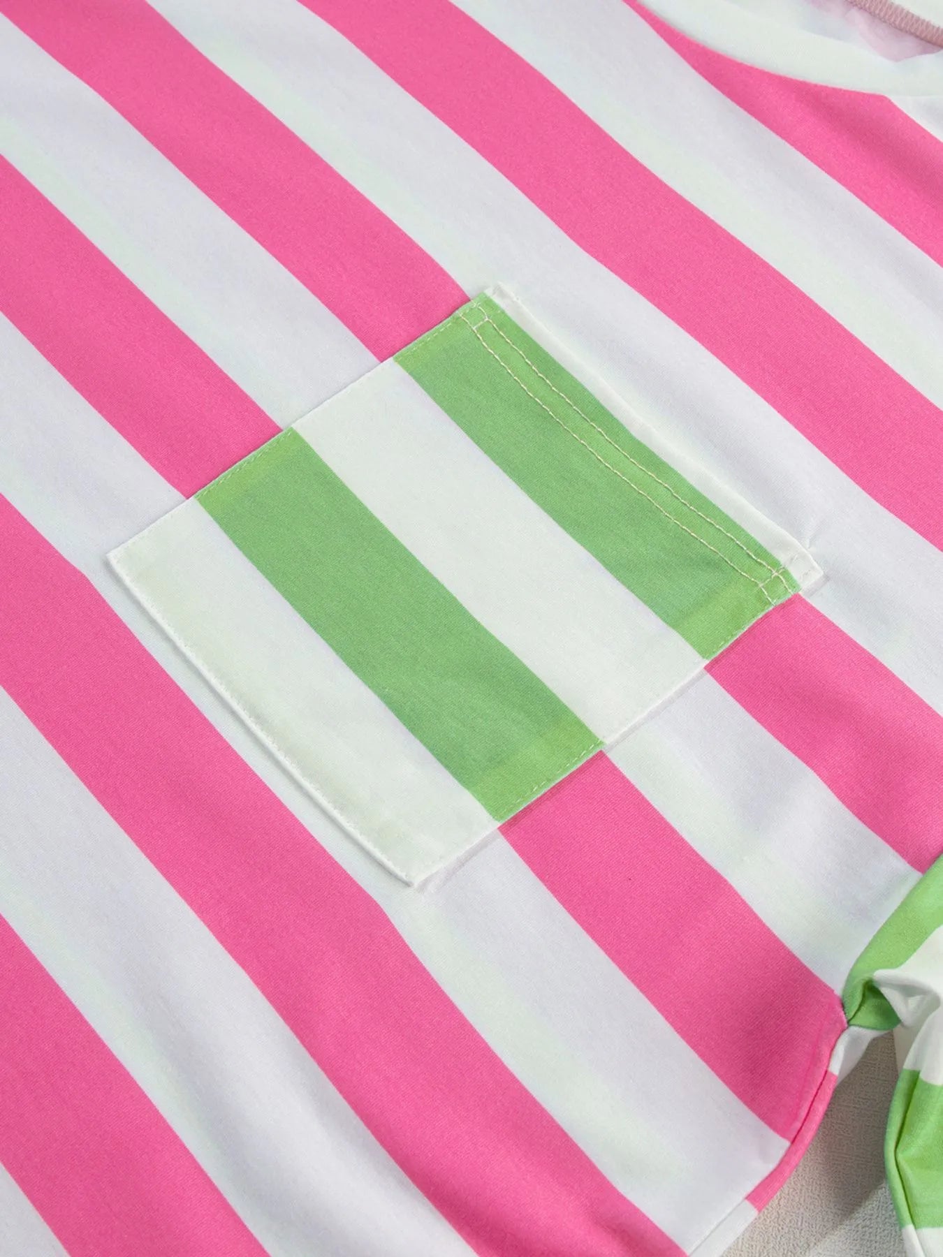 Striped Oversized Short Sleeve T-Shirt - Velora Luxury Fashion