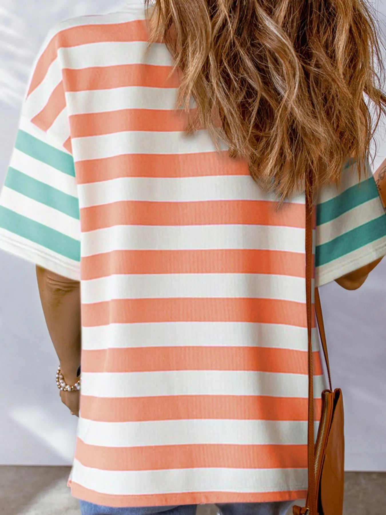 Striped Oversized Short Sleeve T-Shirt - Velora Luxury Fashion