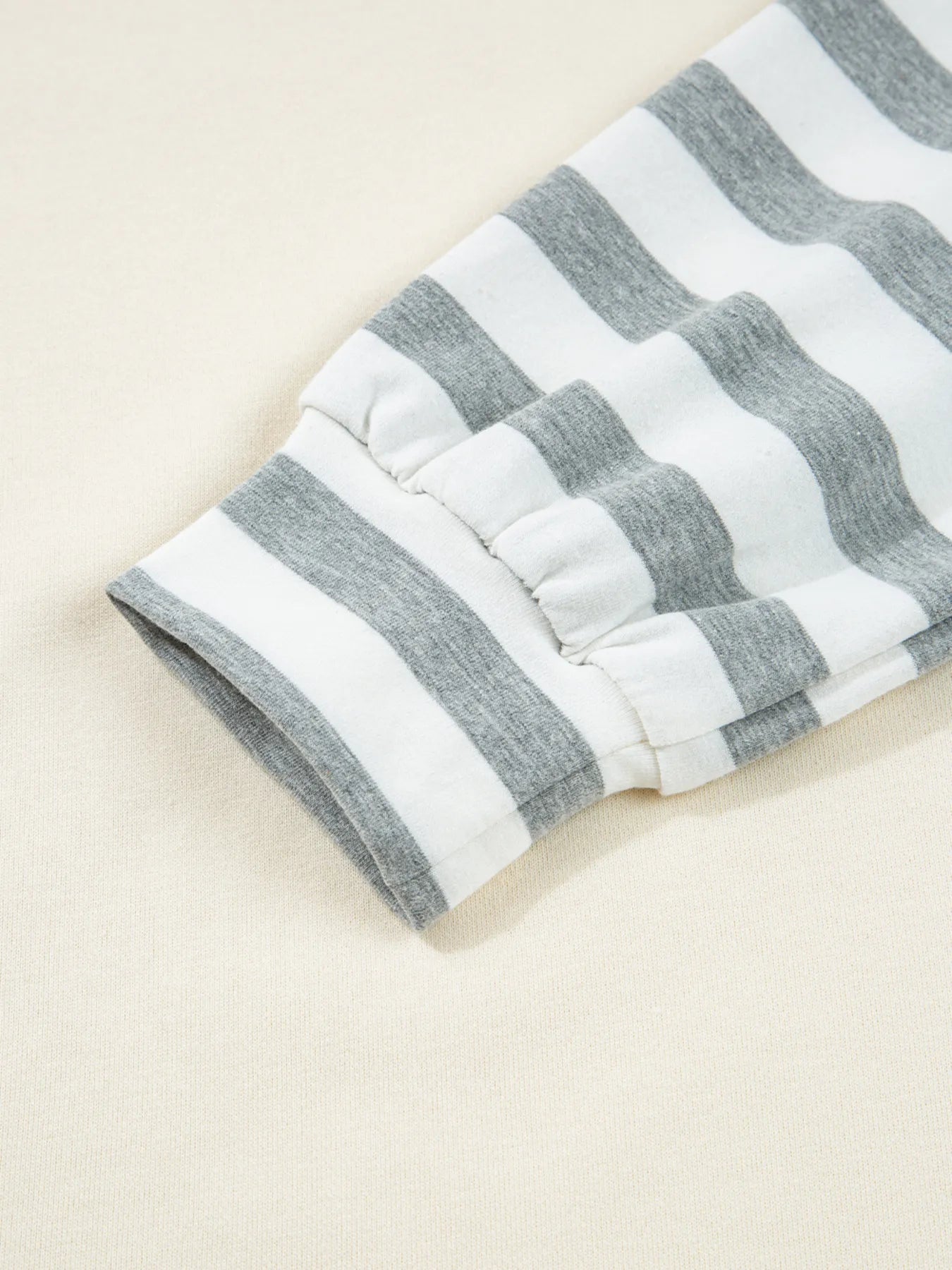 Striped Patchwork Long Sleeve Round Neck Two-in-one Top - Velora Luxury Fashion