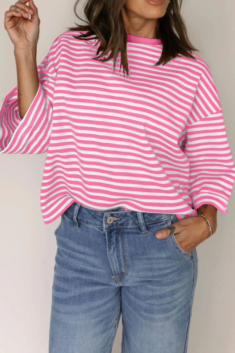 Striped Tie-Back Blouse with Cutout Detail - Velora Luxury Fashion