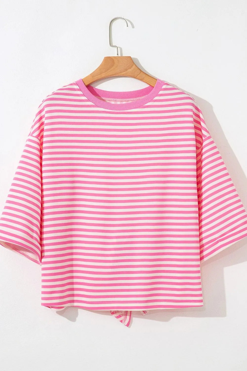 Striped Tie-Back Blouse with Cutout Detail - Velora Luxury Fashion