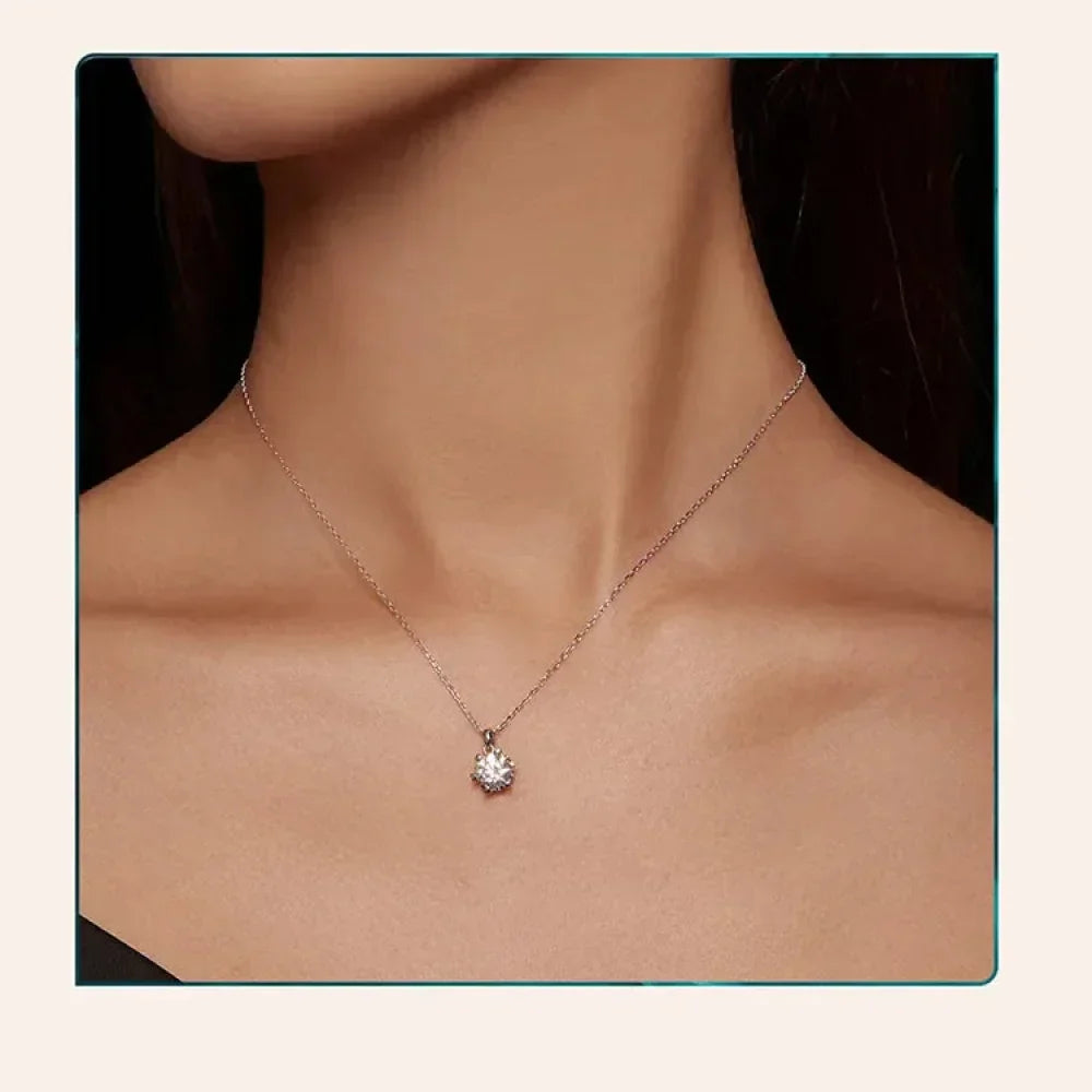 Stunning 1 Carat Moissanite Pendant Necklace | 925 Sterling Silver | Wedding & Bridal Fine Jewelry - Velora Luxury Fashion
