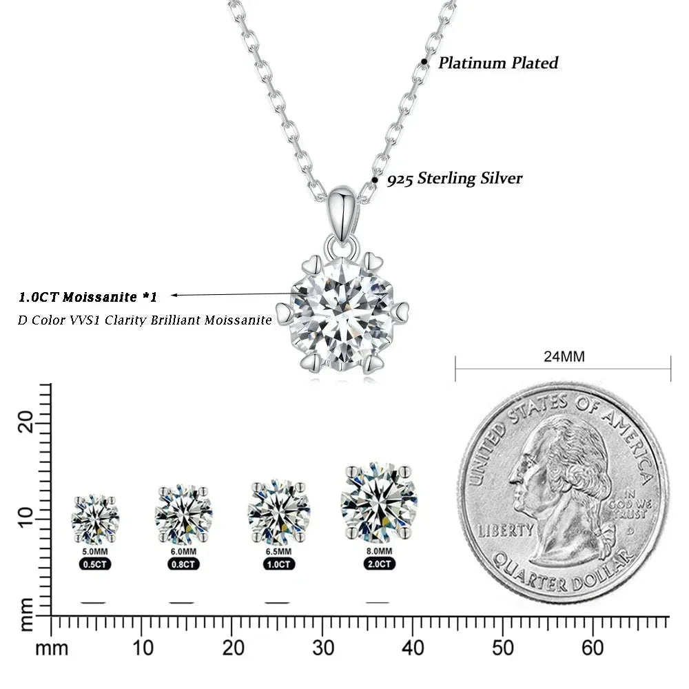 Stunning 1 Carat Moissanite Pendant Necklace | 925 Sterling Silver | Wedding & Bridal Fine Jewelry - Velora Luxury Fashion