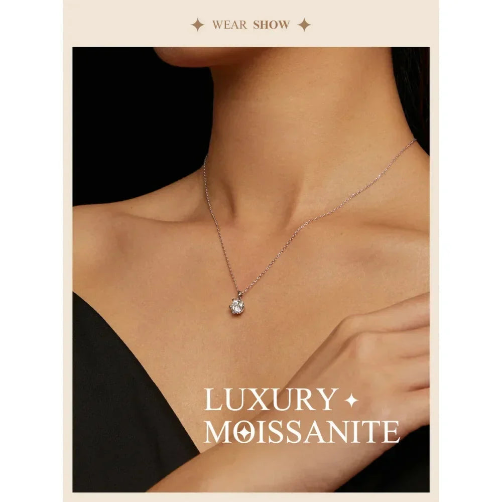 Stunning 1 Carat Moissanite Pendant Necklace | 925 Sterling Silver | Wedding & Bridal Fine Jewelry - Velora Luxury Fashion