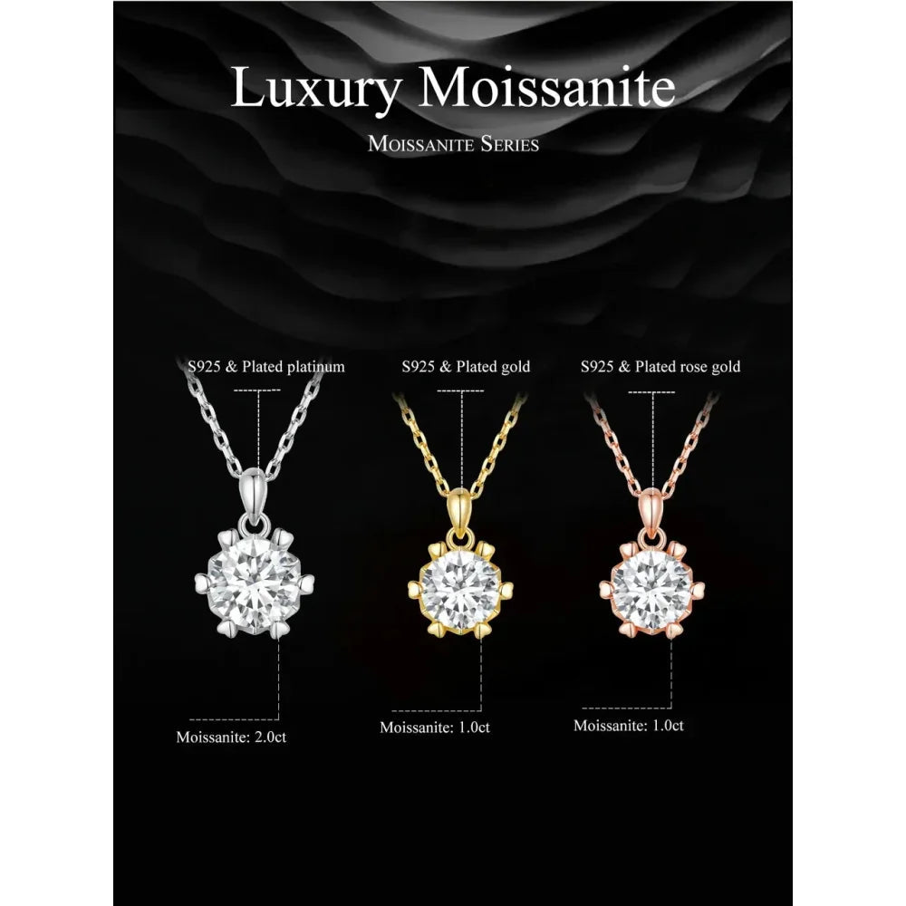 Stunning 1 Carat Moissanite Pendant Necklace | 925 Sterling Silver | Wedding & Bridal Fine Jewelry - Velora Luxury Fashion