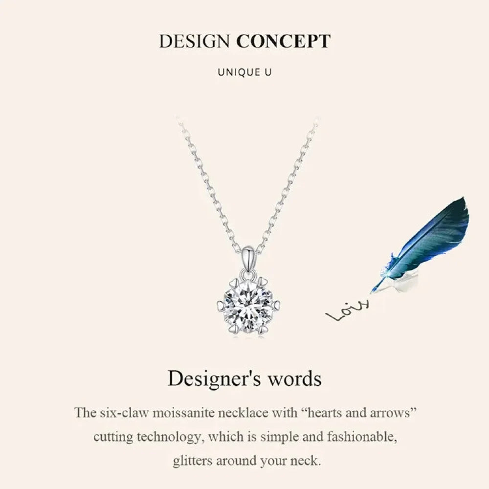 Stunning 1 Carat Moissanite Pendant Necklace | 925 Sterling Silver | Wedding & Bridal Fine Jewelry - Velora Luxury Fashion