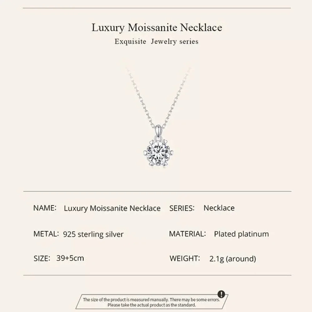 Stunning 1 Carat Moissanite Pendant Necklace | 925 Sterling Silver | Wedding & Bridal Fine Jewelry - Velora Luxury Fashion