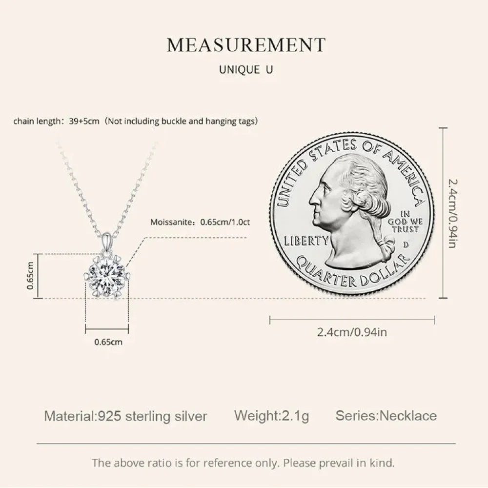 Stunning 1 Carat Moissanite Pendant Necklace | 925 Sterling Silver | Wedding & Bridal Fine Jewelry - Velora Luxury Fashion