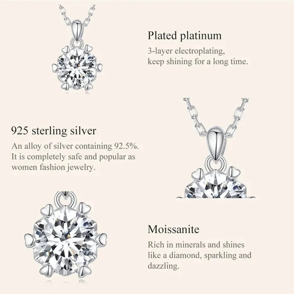 Stunning 1 Carat Moissanite Pendant Necklace | 925 Sterling Silver | Wedding & Bridal Fine Jewelry - Velora Luxury Fashion