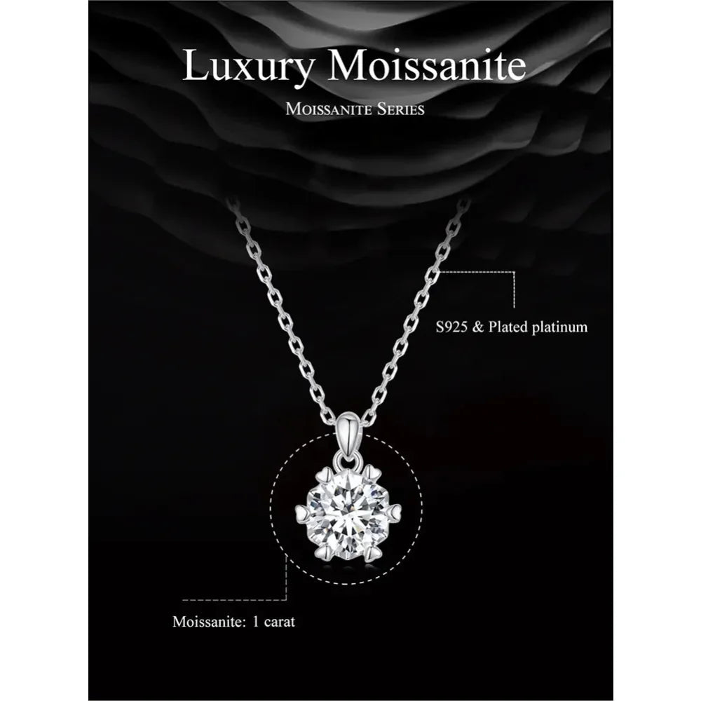 Stunning 1 Carat Moissanite Pendant Necklace | 925 Sterling Silver | Wedding & Bridal Fine Jewelry - Velora Luxury Fashion