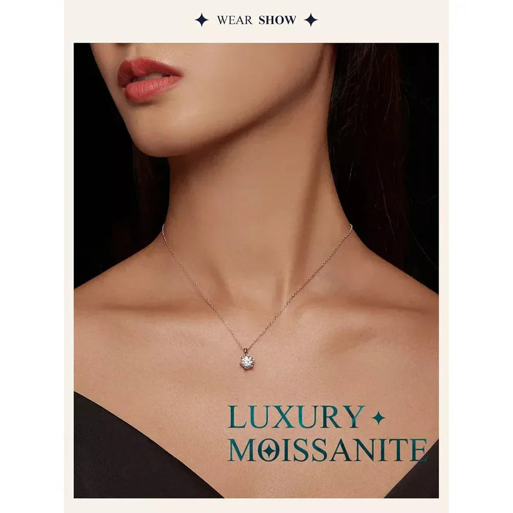 Stunning 1 Carat Moissanite Pendant Necklace | 925 Sterling Silver | Wedding & Bridal Fine Jewelry - Velora Luxury Fashion