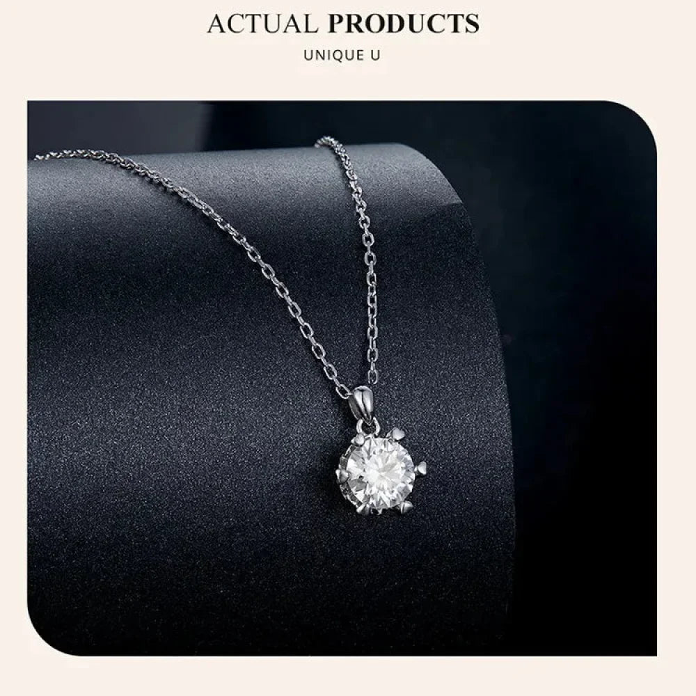 Stunning 1 Carat Moissanite Pendant Necklace | 925 Sterling Silver | Wedding & Bridal Fine Jewelry - Velora Luxury Fashion