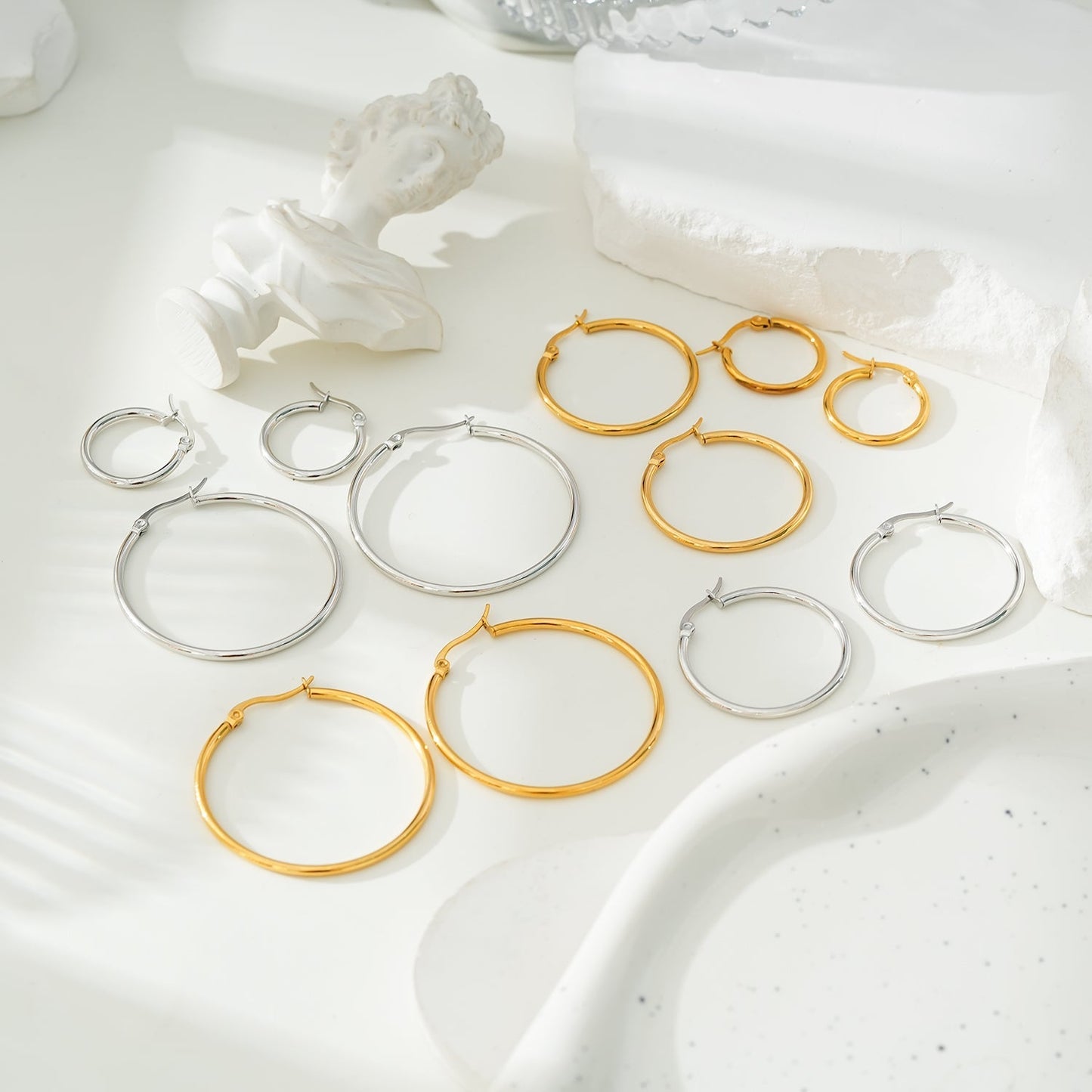 Style BIANCA Gold: Classic Essential Everyday Basic Round Gold Hoops. Available in 7 Sizes - 1cm to 6cm - Velora Luxury Fashion