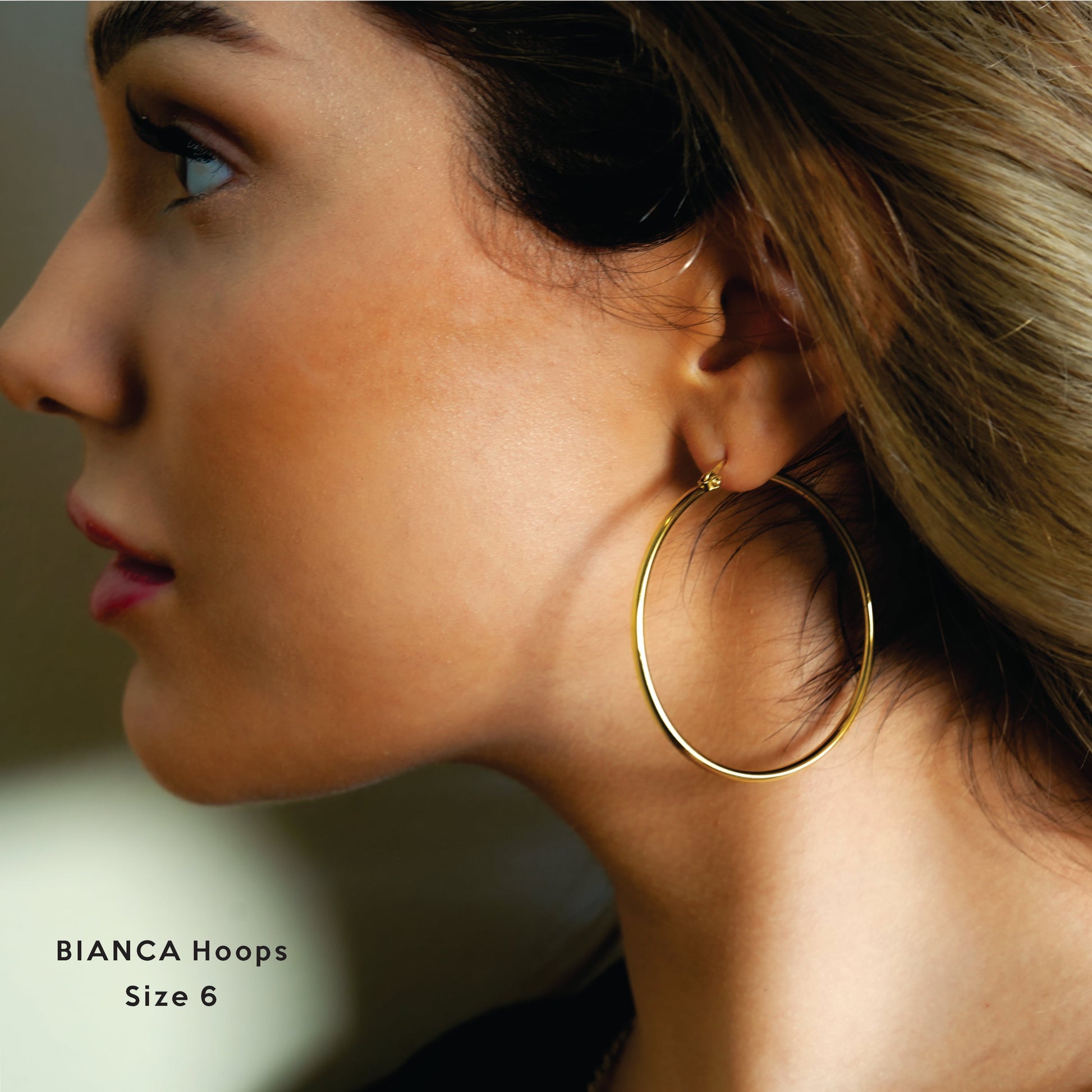 Style BIANCA Gold: Classic Essential Everyday Basic Round Gold Hoops. Available in 7 Sizes - 1cm to 6cm - Velora Luxury Fashion