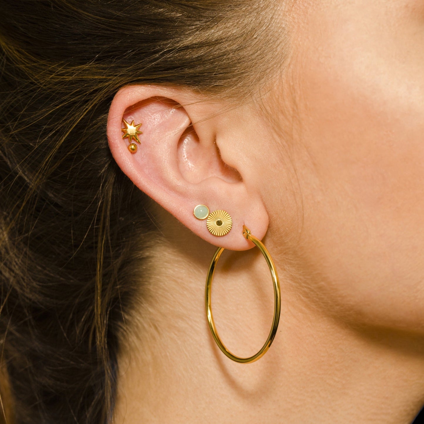 Style BIANCA Gold: Classic Essential Everyday Basic Round Gold Hoops. Available in 7 Sizes - 1cm to 6cm - Velora Luxury Fashion