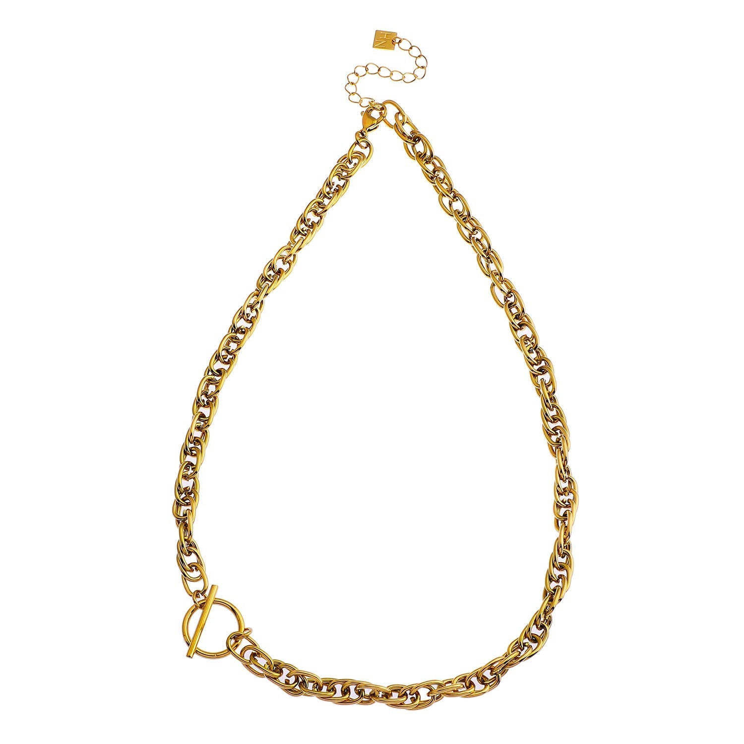 Style CHOLET: Chunky Intricate Multi-Link Chain with Circle & T-Stopper - Velora Luxury Fashion