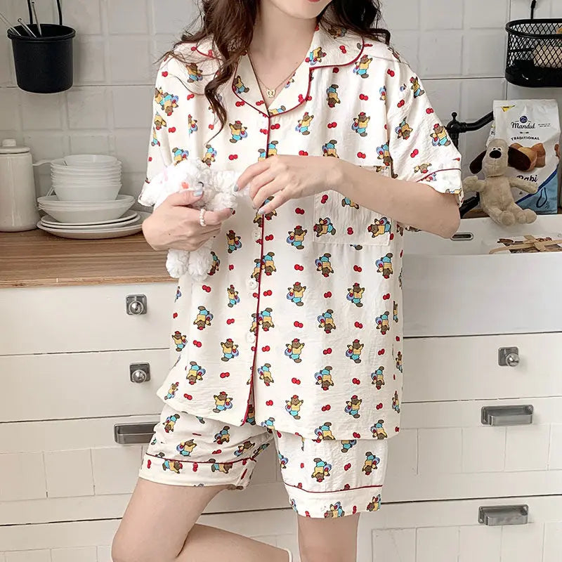 Summer Japanese Bubble Cotton Cute Orange Pajamas For Women EX-STOCK Canada