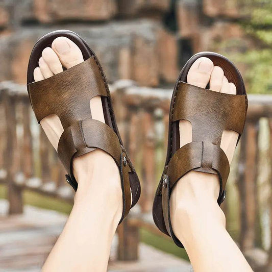 Summer Men's Leather Sandals Plus Size Roman Beach Shoes EX-STOCK Canada