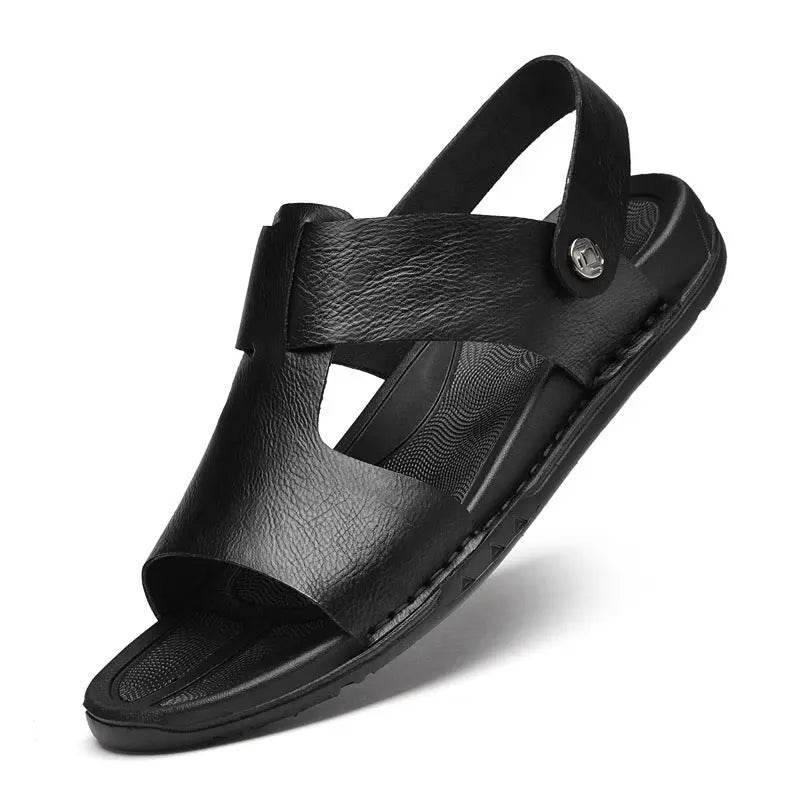 Summer Men's Leather Sandals Plus Size Roman Beach Shoes