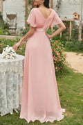 Surplice Flutter Sleeve Maxi Dress - Velora Luxury Fashion