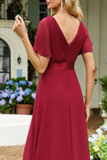 Surplice Flutter Sleeve Maxi Dress - Velora Luxury Fashion
