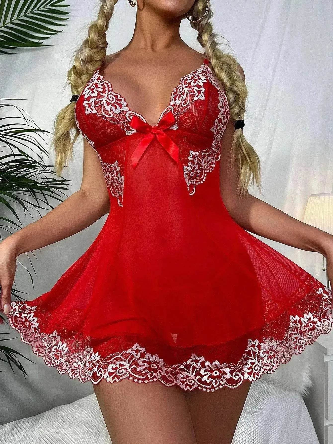 Suspender V-neck Underwear Lace Lingerie - Velora