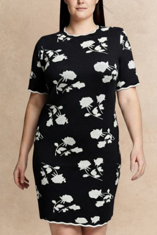 Suzanna Women's Black Floral Print Dress Short Sleeves - Velora Luxury Fashion